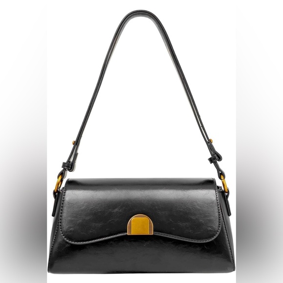 Handbags - Elegant Black Leather Shoulder Bag